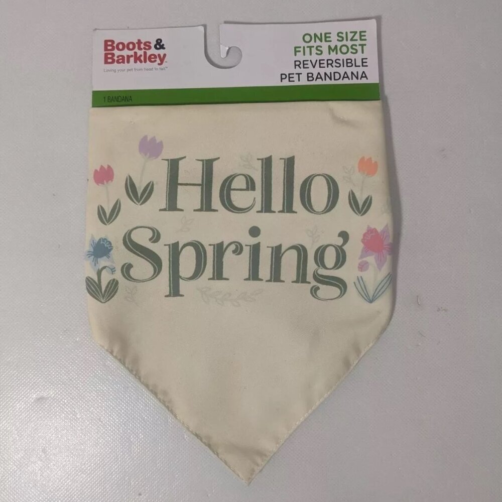 NEW- Size OS - Boots & Barkley Reversible Dog Bandana (Hello Spring)